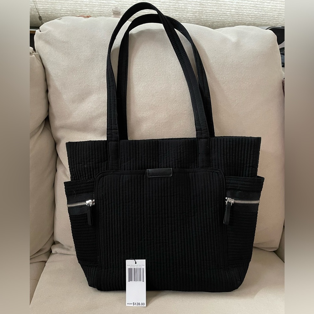 EUC Vera Bradley Iconic Deluxe Small Vera Tote - Black